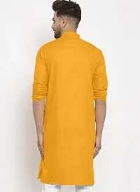 Reliable Yellow Cotton Solid Kurta For Men-thumb1