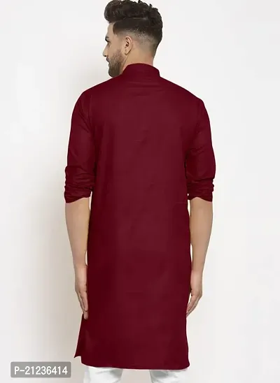 Reliable Maroon Cotton Solid Kurta For Men-thumb2