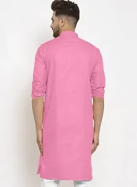 Reliable Pink Cotton Solid Kurta For Men-thumb1