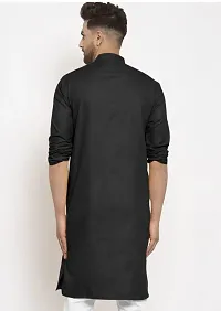 Reliable Black Cotton Solid Kurta For Men-thumb1