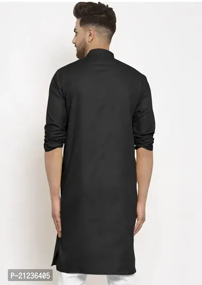 Reliable Black Cotton Solid Kurta For Men-thumb2