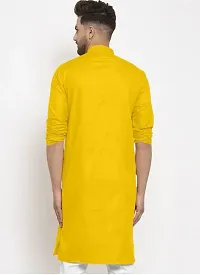 Reliable Yellow Cotton Solid Kurta For Men-thumb1