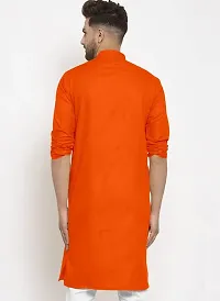 Reliable Orange Cotton Solid Kurta For Men-thumb1