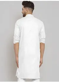 Reliable White Cotton Solid Kurta For Men-thumb1