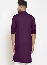 Reliable Purple Cotton Solid Kurta For Men-thumb1