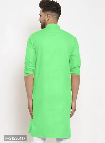 Reliable Green Cotton Solid Kurta For Men-thumb2