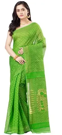 DipDiya Women Cotton Silk Blend Half Jamdani Bengali Saree