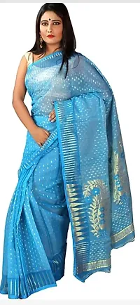 Beautiful Cotton Silk Handloom Jamdani Sarees With Blouse Piece