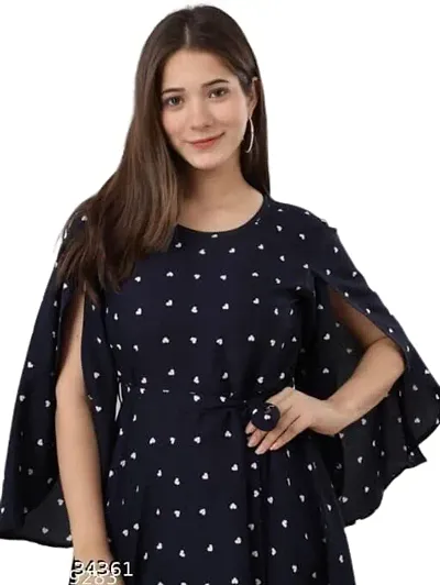 Women's Floral Printed Cotton Bell Sleeve Pipepin Style Top and Tunic | JSK_603