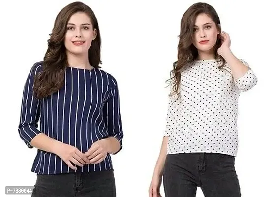 Trendy Poly Crepe Printed Tops Combo For Women Pack Of 2
