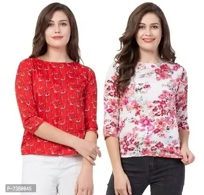 Trendy Poly Crepe Printed Tops Combo For Women Pack Of 2