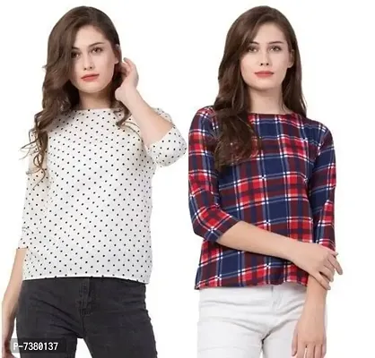 Trendy Poly Crepe Printed Tops Combo For Women Pack Of 2-thumb0