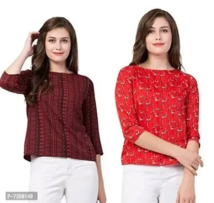 Trendy Poly Crepe Printed Tops Combo For Women Pack Of 2-thumb0