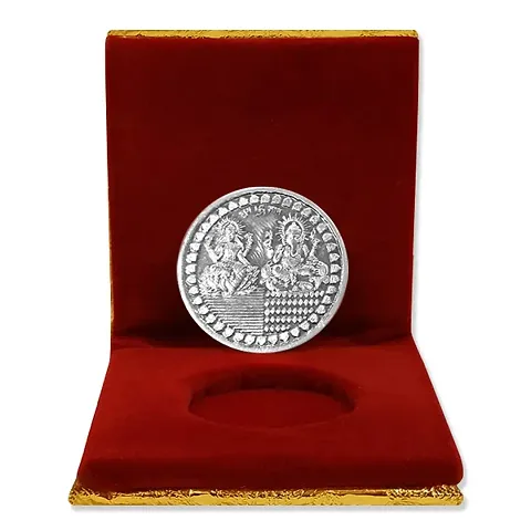 Silver Plated German Silver Dhanteras Coins for Diwali Items for Men, Women, Staff, Customer, Clients, Corporate with Velvet Gift Box