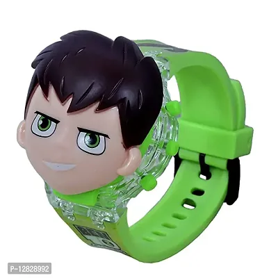 Lionmati Ben 10 Face Light Glowing Disco Kids Watch, Green-thumb0