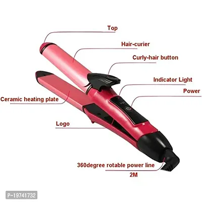 pink rod  straightner and curler for hair styling Hair Straightener-thumb3