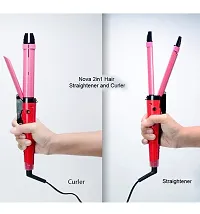 pink rod  straightner and curler for hair styling Hair Straightener-thumb3