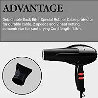 BLACK color hair dryer for men and women, 1500 watt hair dryer, 2 Speed 3 Heat Settings Cool Button with AC Motor, Concentrator Nozzle and Removable Filter-thumb1