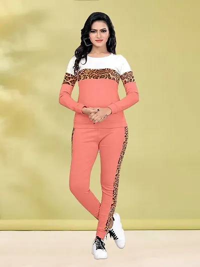 Animal Print Solid Women Track Suit