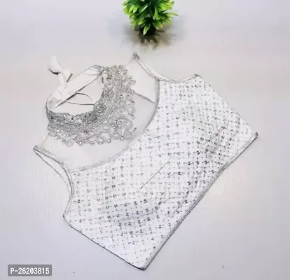 Stylish White Cotton Silk Embroidered Stitched Blouses For Women-thumb0