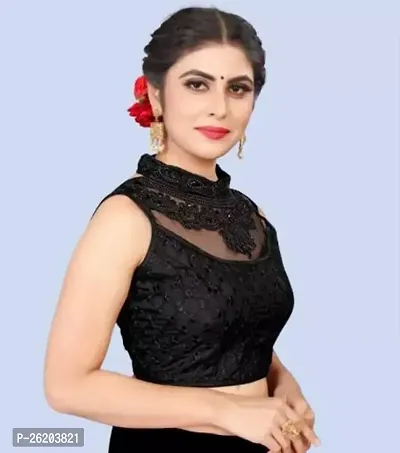 Stylish Black Phantom Embroidered Stitched Blouses For Women-thumb0