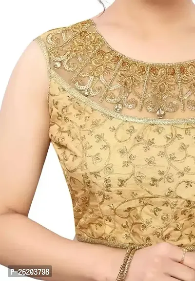 Stylish Golden nbsp;Banglori Silk Embroidered Stitched Blouses For Women