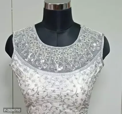 Stylish Silver nbsp;Banglori Silk Embroidered Stitched Blouses For Women