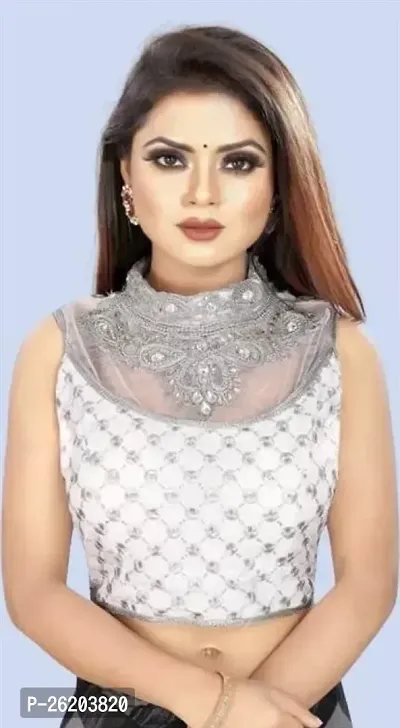 Stylish Silver Phantom Embroidered Stitched Blouses For Women