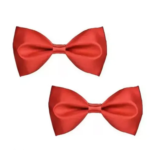 Classy Men Red Satin Bow Tie Pack 2