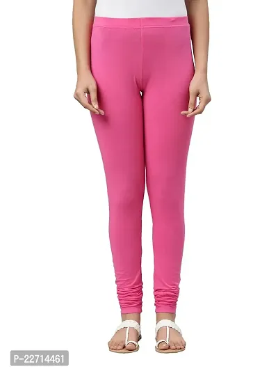Fabulous Pink Cotton Lycra Solid Leggings For Women