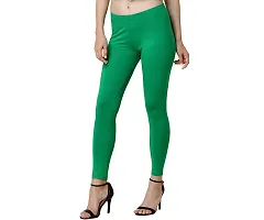 Fabulous Green Cotton Lycra Solid Leggings For Women-thumb1