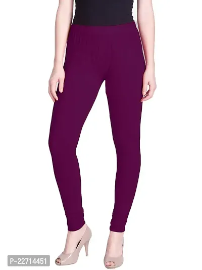 Fabulous Purple Cotton Lycra Solid Leggings For Women