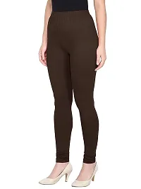 Fabulous Brown Cotton Lycra Solid Leggings For Women-thumb1