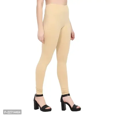 Fabulous Beige Cotton Lycra Solid Leggings For Women-thumb2