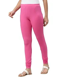 Fabulous Pink Cotton Lycra Solid Leggings For Women-thumb1