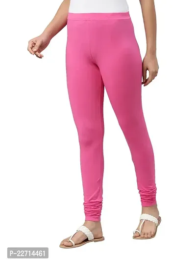 Fabulous Pink Cotton Lycra Solid Leggings For Women-thumb2