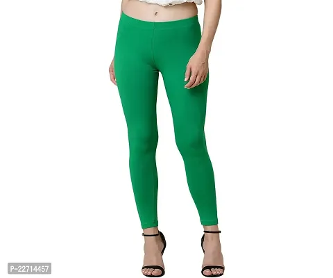 Fabulous Green Cotton Lycra Solid Leggings For Women-thumb0