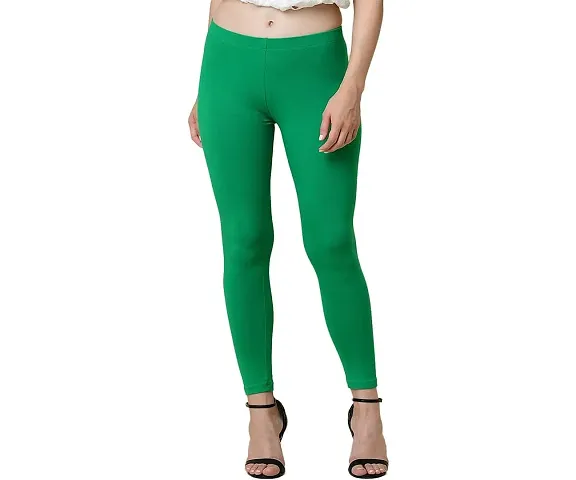 ONE SKY Tailored Cut & Classic Fit Super Stretchable Cotton Fabric Ankel Length Leggings for Women (2XL, Sport Green)