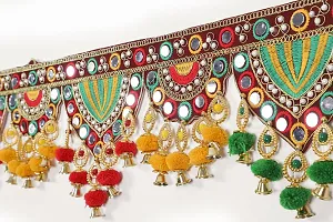 Radhe Creation Traditional Bell Toran for Main Entrance Door, Pooja Room, Diwali Decoration Toran (Multicolor)-thumb2