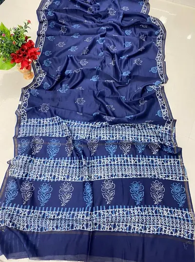 Attractive Chanderi Silk Saree with Blouse piece