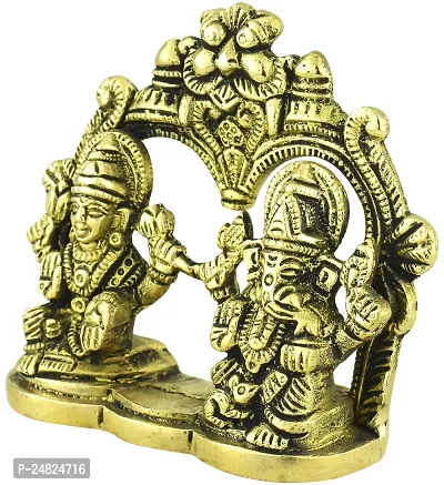 BRASS GOLD LAXMI GANESH STATUE DARBAR-thumb3