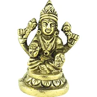 BRASS GOLD LAXMI GANESH STATUE SEATED ON LOTUS-thumb3