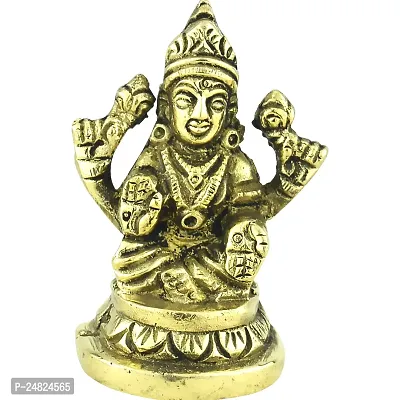 BRASS GOLD LAXMI GANESH STATUE SEATED ON LOTUS-thumb4