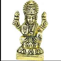 BRASS GOLD LAXMI GANESH STATUE SEATED ON LOTUS-thumb3