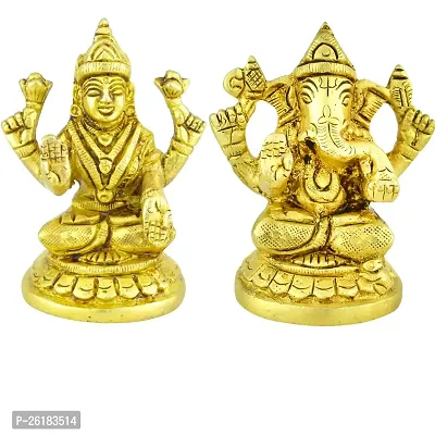 BRASS GOLD LAXMI GANESH STATUE