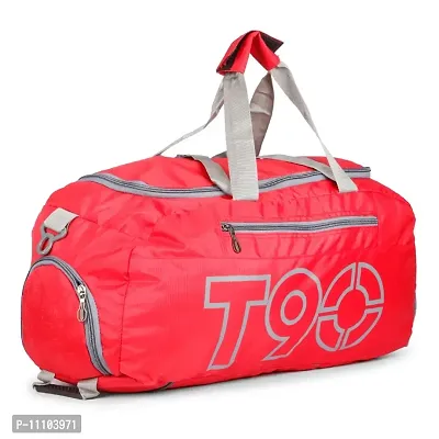 Polyester Expandable Duffle Bag Travel Bag Gym bag for Men  Women with Separate Shoe Compartment (red)