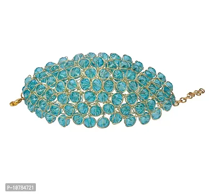 JDX Gold Plated Beautiful Crystal Bracelet for Girl  Women Fashionable Stylish Jewelry (Firozi)