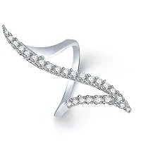 JDX Premium American Diamond Silver Plated Ring for Women-thumb1