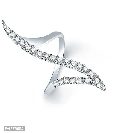JDX Premium American Diamond Silver Plated Ring for Women-thumb2