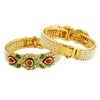 Gold Plated American Diamond Stylis Fancy Bangle Set for Girls and Women-thumb1